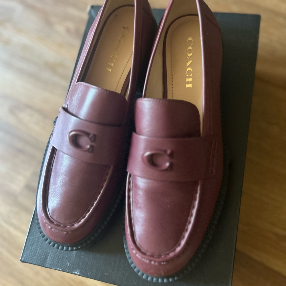 Coach Leah Women’s Deep Red Leather Loafers